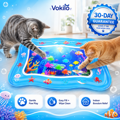 Cat Water Sensory Play Mat — Interactive Ocean Fish Toy for Bored Indoor Cats & Kittens
